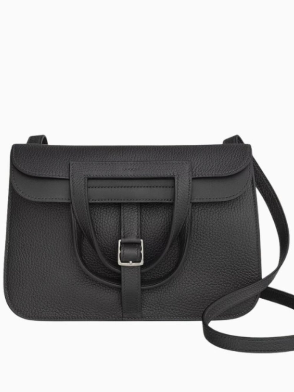 Hermès Halzan 25 Noir Clemence PHW – Stamp 2026 (Brand New Full Set)